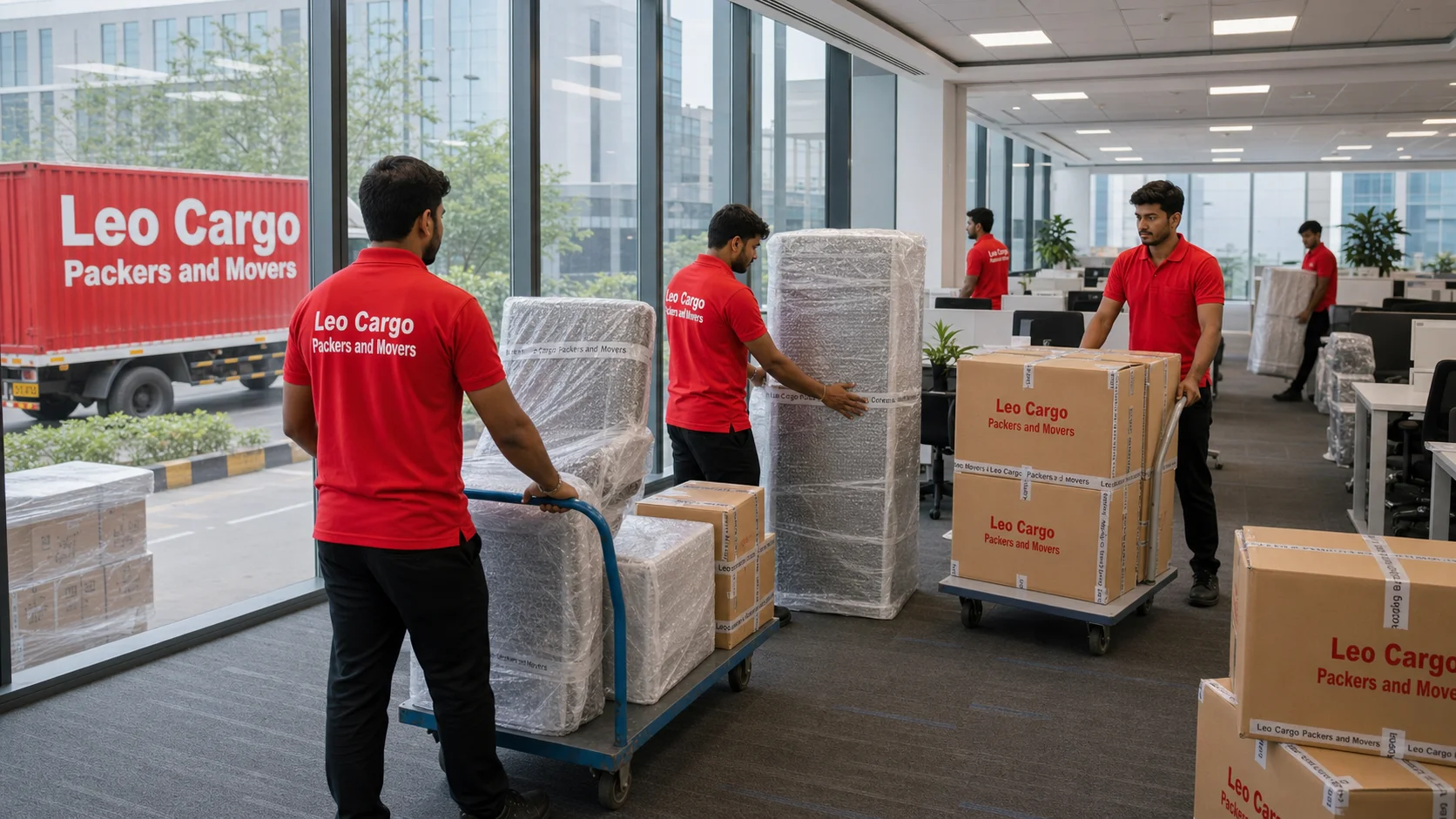 A large-scale office relocation in an Indian tech park - Leo Cargo Packers and Movers