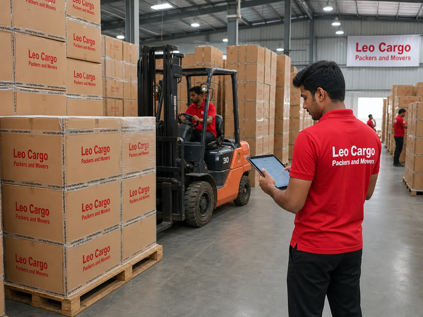Inside a clean, modern Indian warehouse - Leo Cargo Packers and Movers