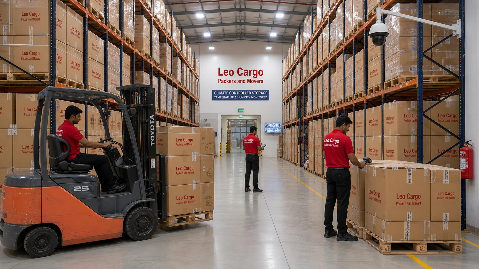 A wide view inside a massive, pristine Indian storage facility - Leo Cargo Packers and Movers